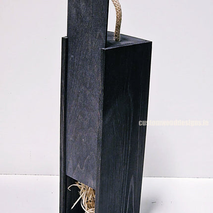 Sliding Lid Bottle Box - Single Black x25 Bottle box Custom Wood Designs __label: Multibuy Bottle Box Bottle Boxes Single bottle box bottle-box-default-title-sliding-lid-bottle-box-single-black-x25-53613477527895