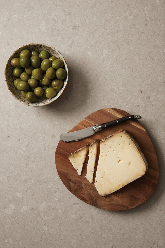 Set of 25 small acacia wood serving boards, 2x19x20cm, for cheese and crackers, from Custom Wood Designs, FSC certified.