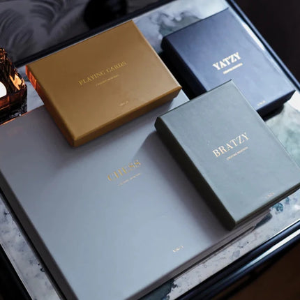 Bratzy Collection Yatzy Luxe Set With Golden Dice And Pencil In An Elegantly Crafted Box - hospitality