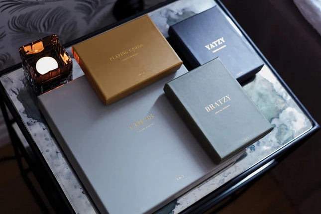Bratzy Collection Yatzy Luxe Set With Golden Dice And Pencil In An Elegantly Crafted Box - hospitality