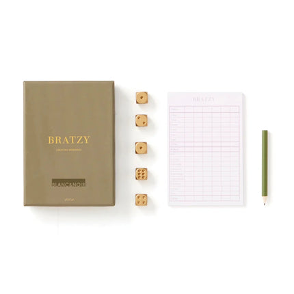 Bratzy Collection Yatzy Luxe Set With Golden Dice And Pencil In An Elegantly Crafted Box - hospitality