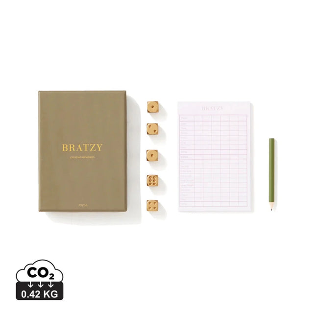 Bratzy Collection Yatzy Luxe Set With Golden Dice And Pencil In An Elegantly Crafted Box - hospitality