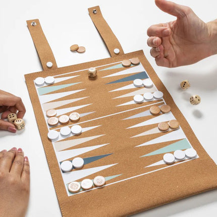 Britton cork foldable backgammon and checkers game set - hospitality