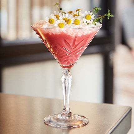 Broadway Cocktail Stem Glass 210ml - Crystal Look With Intricate Carvings For Elegant Cocktails - hospitality