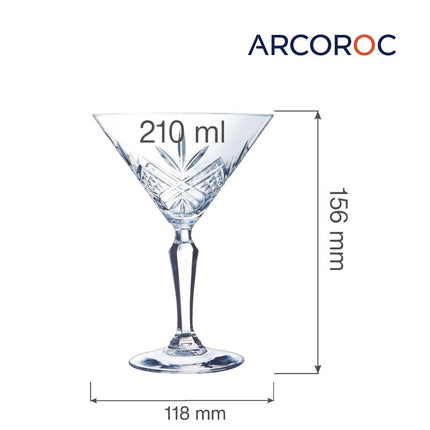 Broadway Cocktail Stem Glass 210ml - Crystal Look With Intricate Carvings For Elegant Cocktails - hospitality