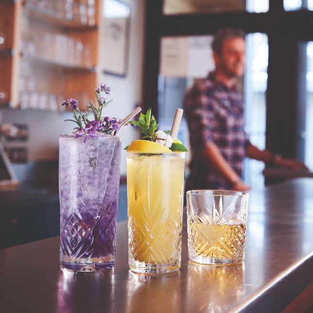 Broadway Highball Glass - Crystal Look Design With Durable Carvings Enhancing Cocktails 380ml - hospitality
