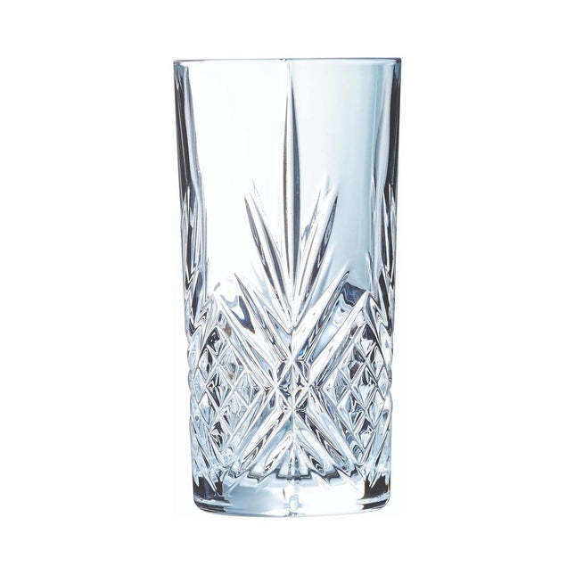 Broadway Highball Glass - Crystal Look Design With Durable Carvings Enhancing Cocktails 380ml - hospitality