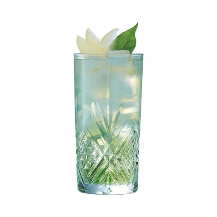 Broadway Highball Glass - Crystal Look Design With Durable Carvings Enhancing Cocktails 380ml - hospitality