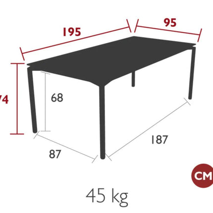 CALVI Rectangular Dining Table 195 x 95 cm Eight Seater - hospitality