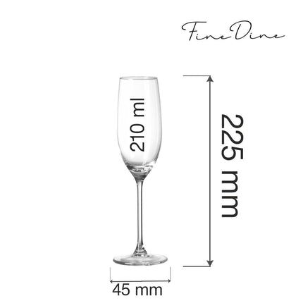 Cantare Flute Glass 210ml - Elegant Slim Stem With Laser Cut Edge Enhancing Taste And Comfort - hospitality