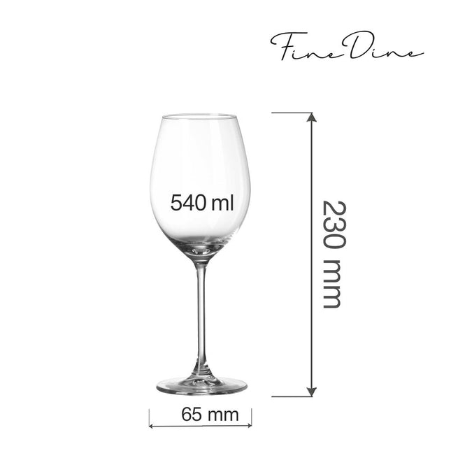 Cantare Wine Glass 540ml Elegant Thin Stem With Laser Cut Edge For Enhanced Taste And Durability - hospitality
