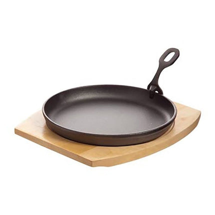 Cast iron pan with a wooden base, 220mm - hospitality