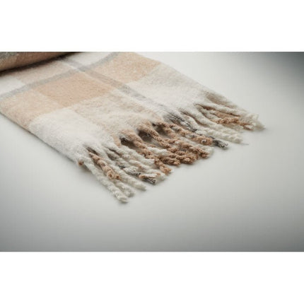 Chequered Mohair-Feel Throw with Fringes – 127 × 152 cm - CWDH