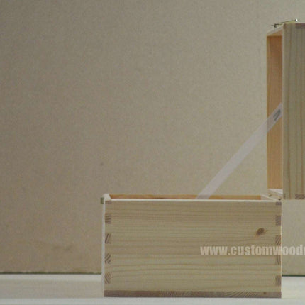Pine wood chest box with a natural finish