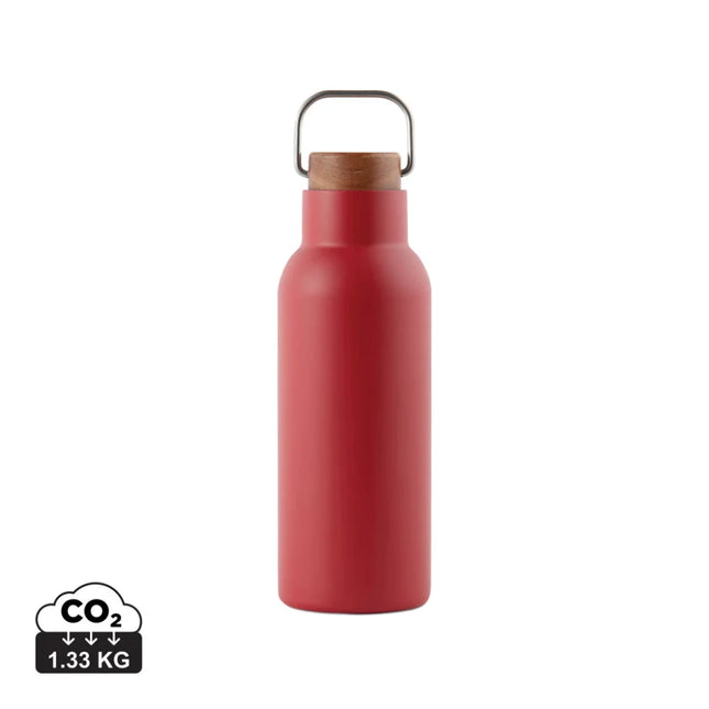 Ciro RCS Collection Recycled Stainless Steel Vacuum Bottle 580ml With Acacia Wood Lid And Metal Loop - hospitality