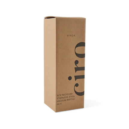 Ciro RCS Collection Recycled Stainless Steel Vacuum Bottle 580ml With Acacia Wood Lid And Metal Loop - hospitality