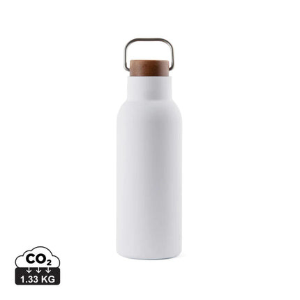 Ciro RCS Collection Recycled Stainless Steel Vacuum Bottle 580ml With Acacia Wood Lid And Metal Loop - hospitality