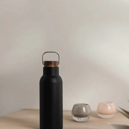 Ciro RCS Collection Recycled Stainless Steel Vacuum Bottle 580ml With Acacia Wood Lid And Metal Loop - hospitality