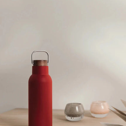 Ciro RCS Collection Recycled Stainless Steel Vacuum Bottle 580ml With Acacia Wood Lid And Metal Loop - hospitality
