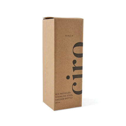 Ciro RCS Collection Recycled Stainless Steel Vacuum Bottle 580ml With Acacia Wood Lid And Metal Loop - hospitality
