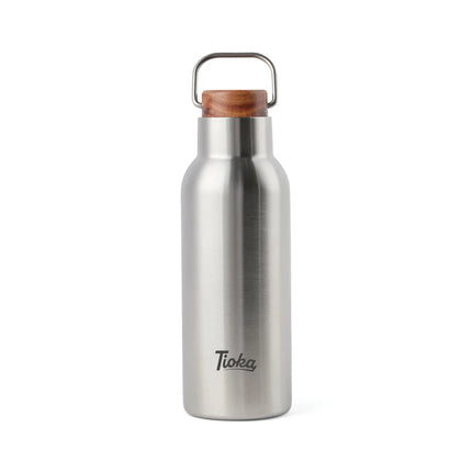 Ciro RCS Collection Recycled Stainless Steel Vacuum Bottle 580ml With Acacia Wood Lid And Metal Loop - hospitality
