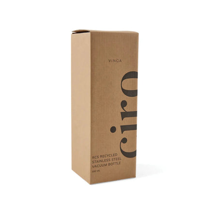 Ciro RCS Collection Recycled Stainless Steel Vacuum Bottle 580ml With Acacia Wood Lid And Metal Loop - hospitality