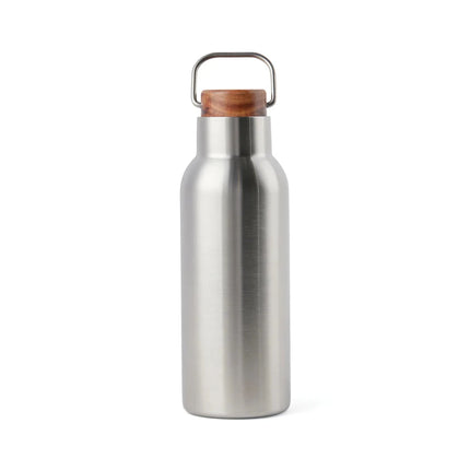 Ciro RCS Collection Recycled Stainless Steel Vacuum Bottle 580ml With Acacia Wood Lid And Metal Loop - hospitality
