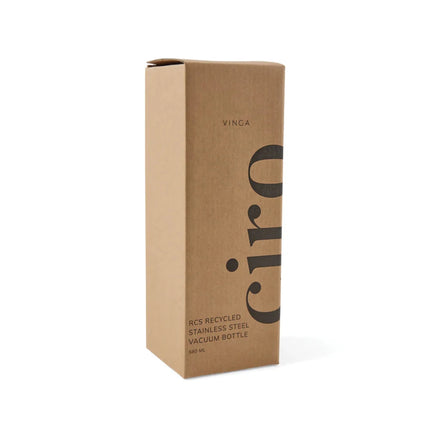 Ciro RCS Collection Recycled Stainless Steel Vacuum Bottle 580ml With Acacia Wood Lid And Metal Loop - hospitality