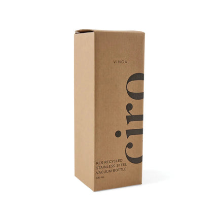 Ciro RCS Collection Recycled Stainless Steel Vacuum Bottle 580ml With Acacia Wood Lid And Metal Loop - hospitality