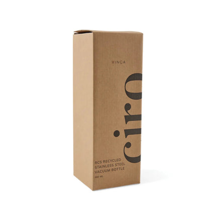 Ciro RCS Collection Recycled Stainless Steel Vacuum Bottle 580ml With Acacia Wood Lid And Metal Loop - hospitality