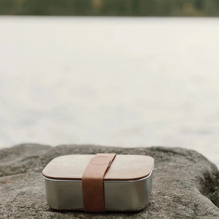 Ciro RCS Recycled Steel Lunch Box With Acacia Lid - hospitality