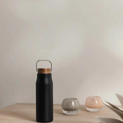 Ciro RCS Recycled Vacuum Bottle 300ml With Acacia Wood Lid RCS Collection Hand Finished Details - hospitality