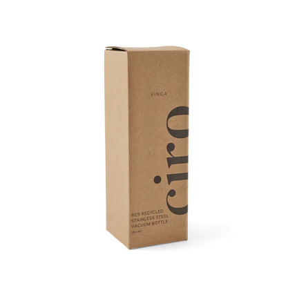 Ciro RCS Recycled Vacuum Bottle 300ml With Acacia Wood Lid RCS Collection Hand Finished Details - hospitality