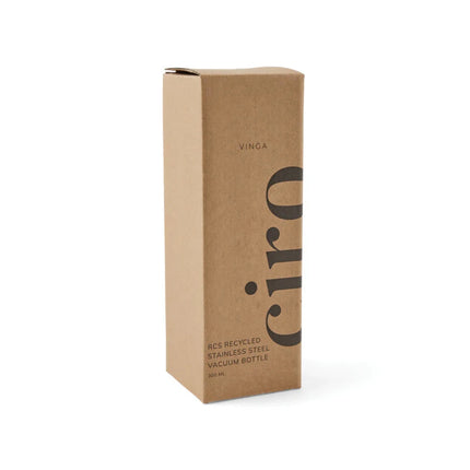 Ciro RCS Recycled Vacuum Bottle 300ml With Acacia Wood Lid RCS Collection Hand Finished Details - hospitality