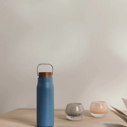 Ciro RCS Recycled Vacuum Bottle 300ml With Acacia Wood Lid RCS Collection Hand Finished Details - hospitality