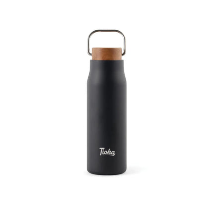 Ciro RCS Recycled Vacuum Bottle 300ml With Acacia Wood Lid RCS Collection Hand Finished Details - hospitality