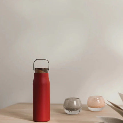 Ciro RCS Recycled Vacuum Bottle 300ml With Acacia Wood Lid RCS Collection Hand Finished Details - hospitality