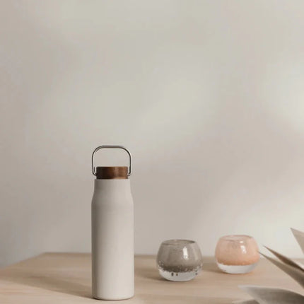 Ciro RCS Recycled Vacuum Bottle 300ml With Acacia Wood Lid RCS Collection Hand Finished Details - hospitality