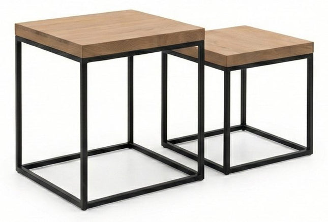Cube Nesting solid oak coffee table for hotels, restaurants and offices – made to order, logo engraving available