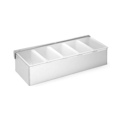 Condiment holder, Bar up, 5 containers, 375x140x(H)90mm - hospitality