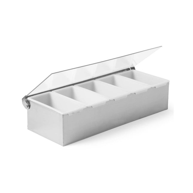 Condiment holder, Bar up, 5 containers, 375x140x(H)90mm - hospitality