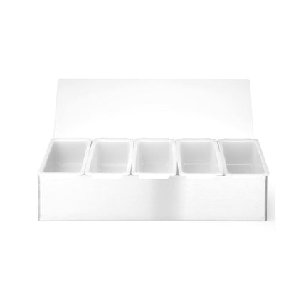 Condiment holder, Bar up, 5 containers, 375x140x(H)90mm - hospitality