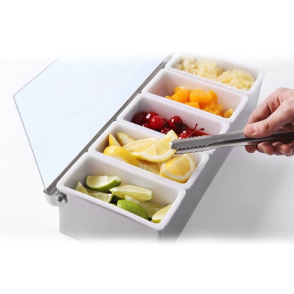 Condiment holder, Bar up, 5 containers, 375x140x(H)90mm - hospitality