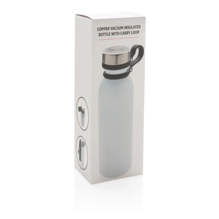 Copper vacuum insulated bottle with carry loop - hospitality