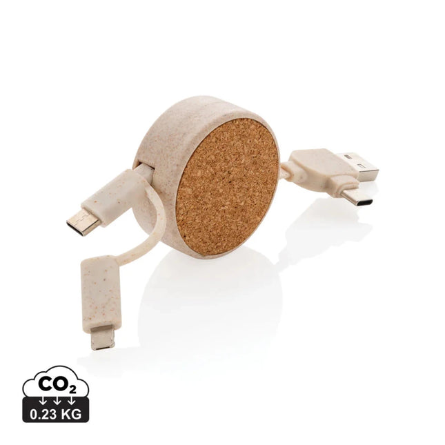 Cork and Wheat 6-in-1 retractable cable - hospitality