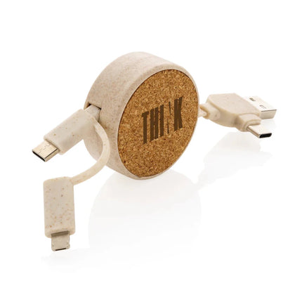 Cork and Wheat 6-in-1 retractable cable - hospitality