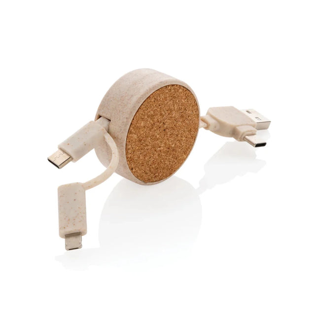 Cork and Wheat 6-in-1 retractable cable - hospitality