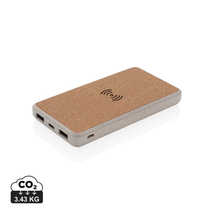 Cork and Wheat Straw 8.000 mAh 5W wireless powerbank - hospitality