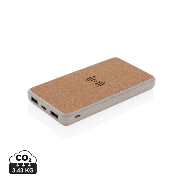 Cork and Wheat Straw 8.000 mAh 5W wireless powerbank - hospitality