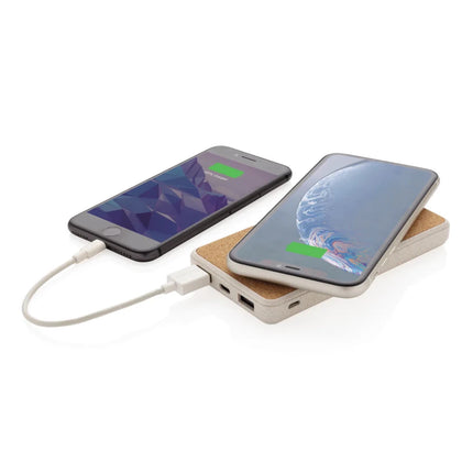 Cork and Wheat Straw 8.000 mAh 5W wireless powerbank - hospitality